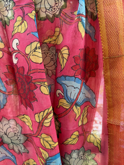 Bangalore silk penkalamkari dupatta