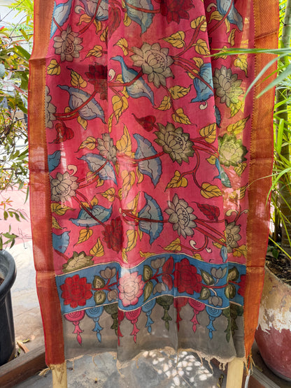 Bangalore silk penkalamkari dupatta