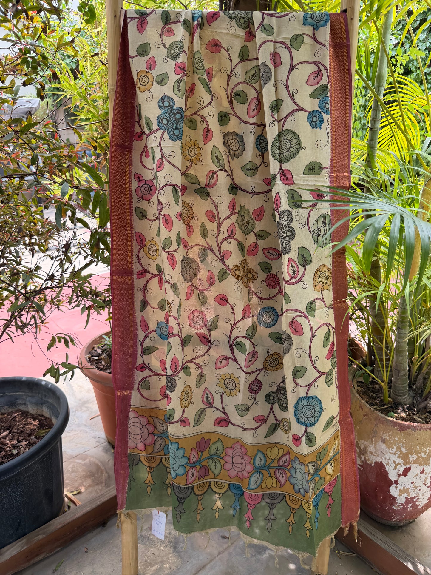 Bangalore silk penkalamkari dupatta