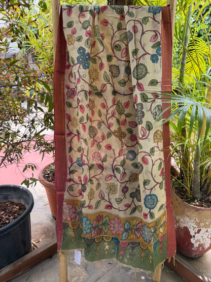 Bangalore silk penkalamkari dupatta