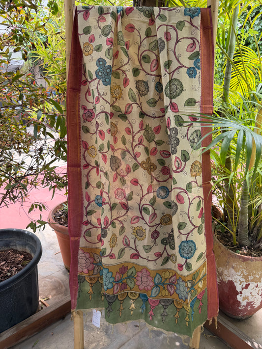 Bangalore silk penkalamkari dupatta