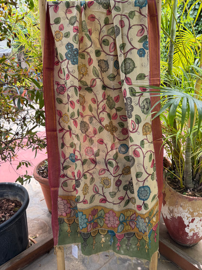 Bangalore silk penkalamkari dupatta
