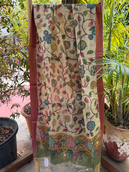 Bangalore silk penkalamkari dupatta