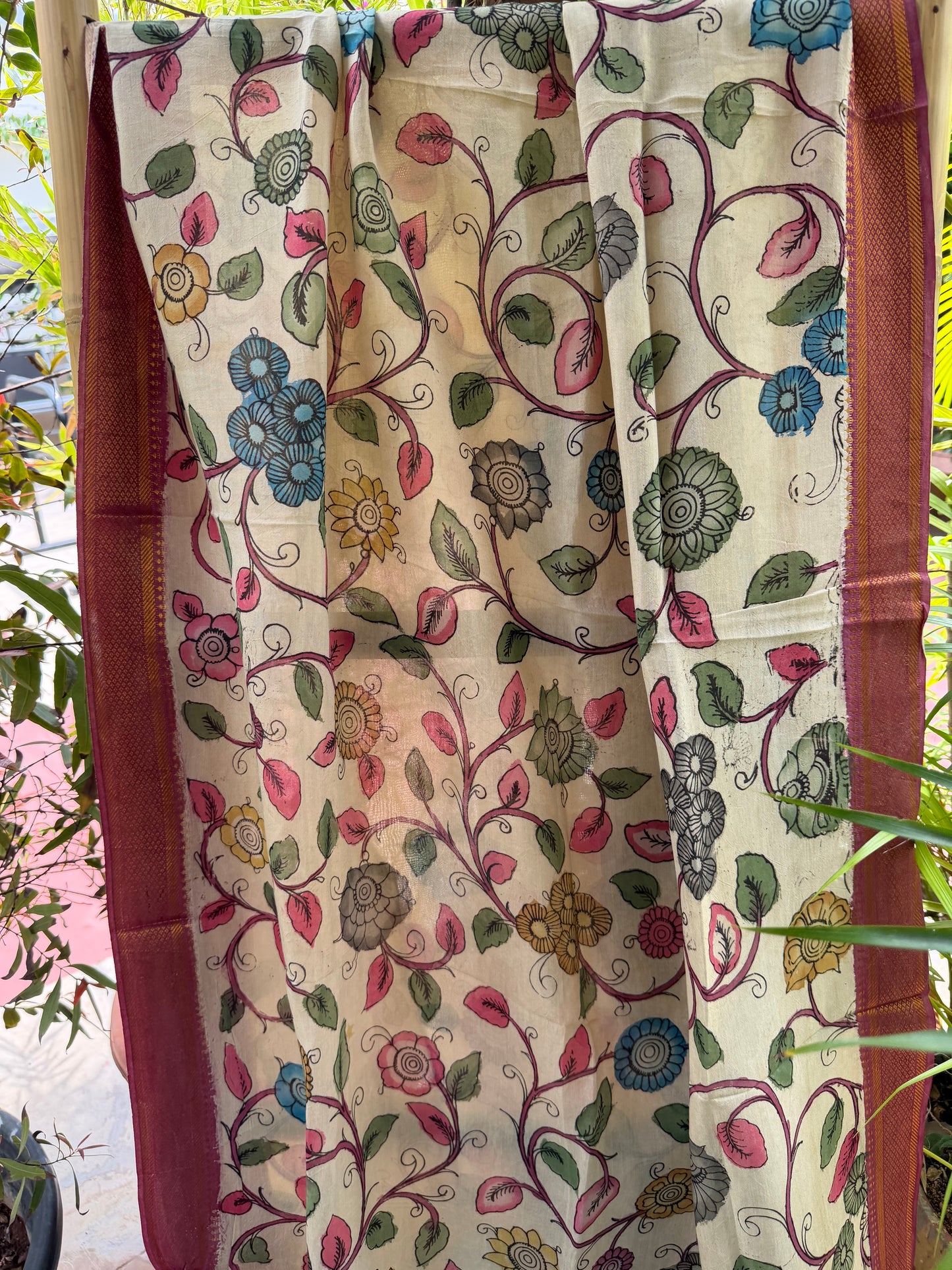 Bangalore silk penkalamkari dupatta
