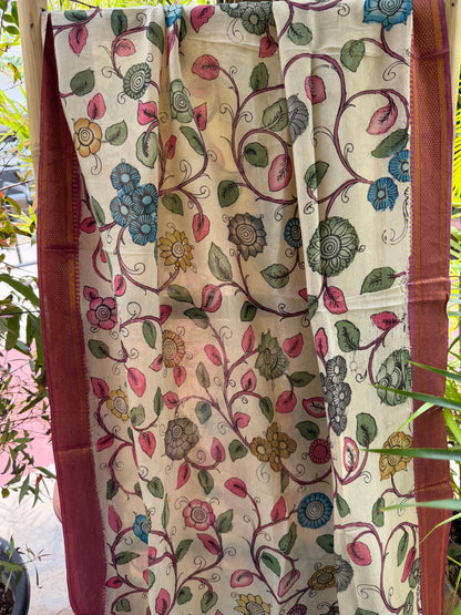 Bangalore silk penkalamkari dupatta
