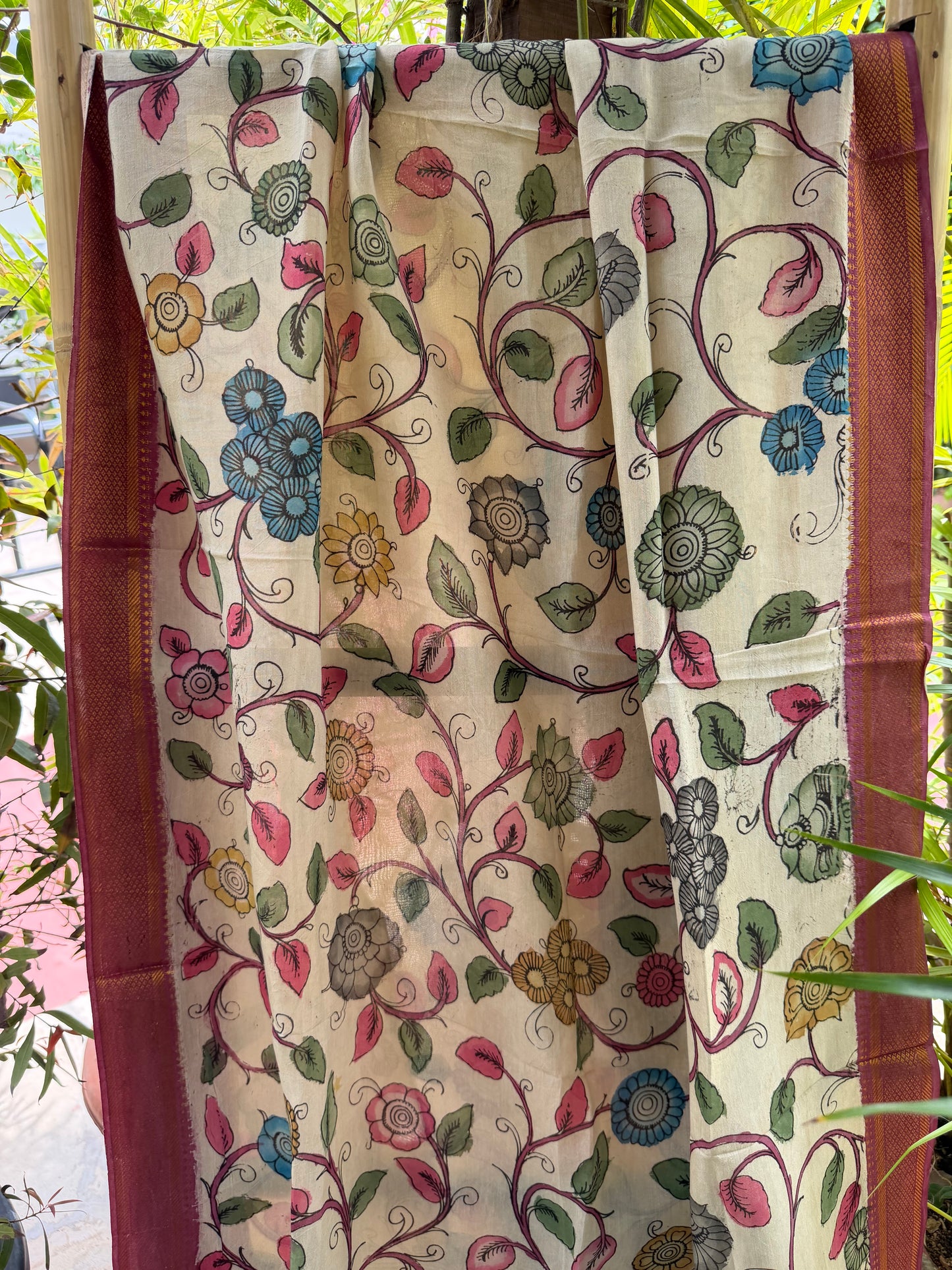 Bangalore silk penkalamkari dupatta