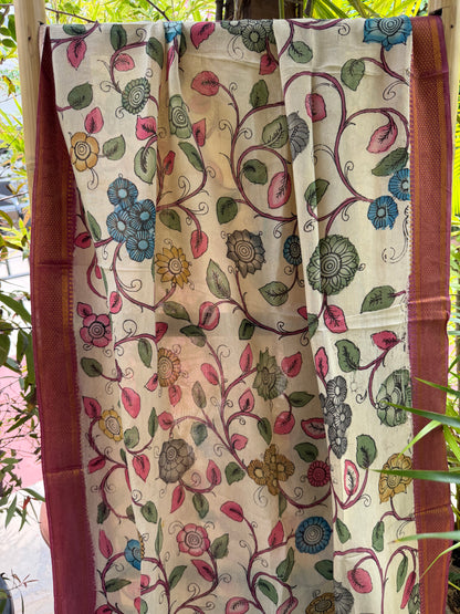Bangalore silk penkalamkari dupatta