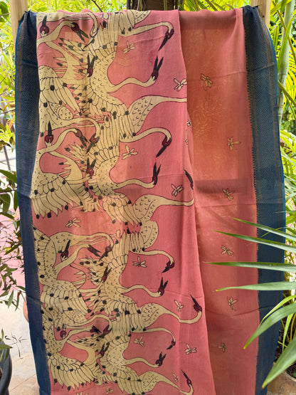 Bangalore silk penkalamkari dupatta