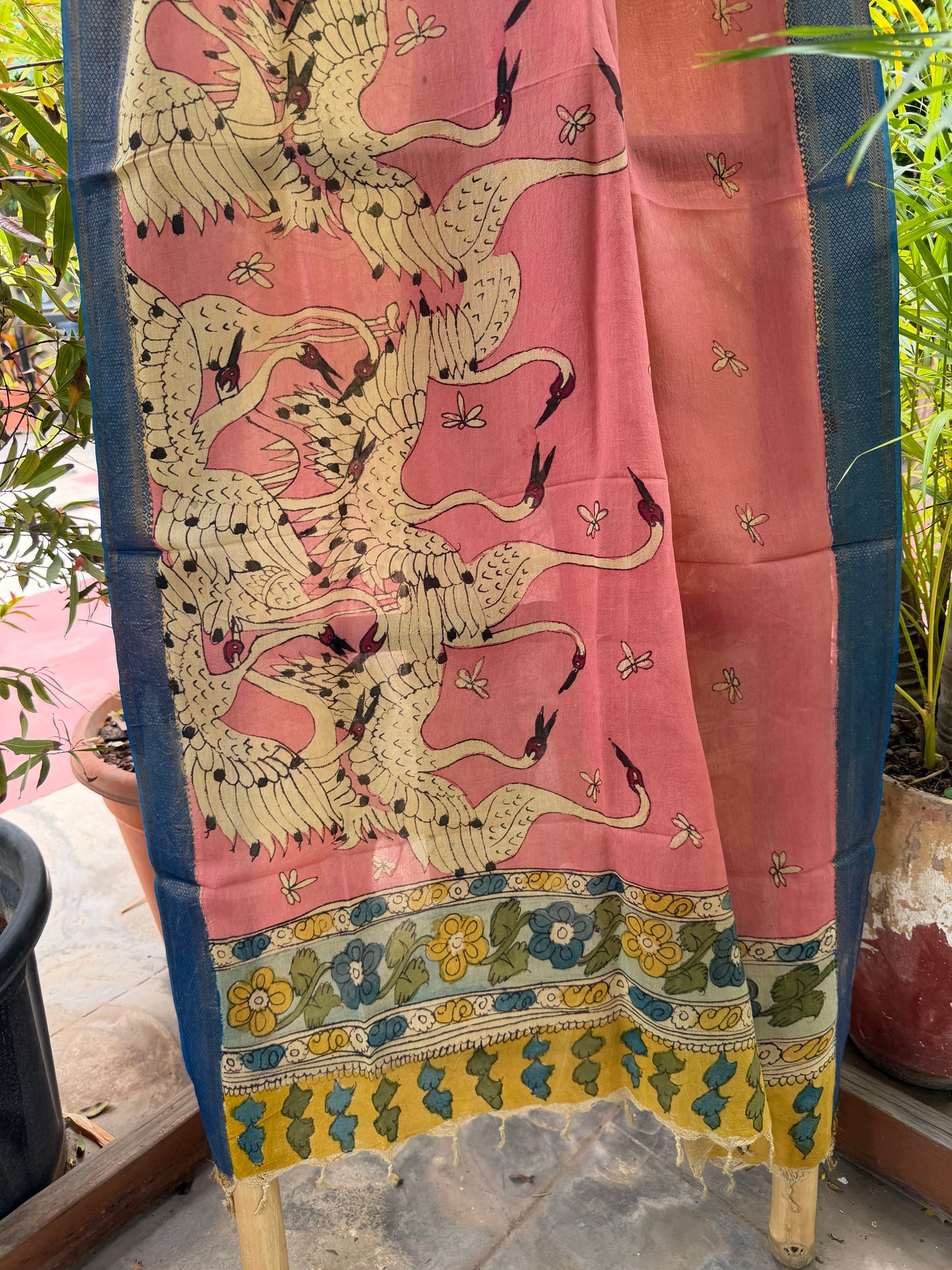 Bangalore silk penkalamkari dupatta