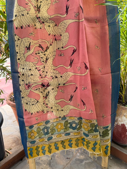 Bangalore silk penkalamkari dupatta