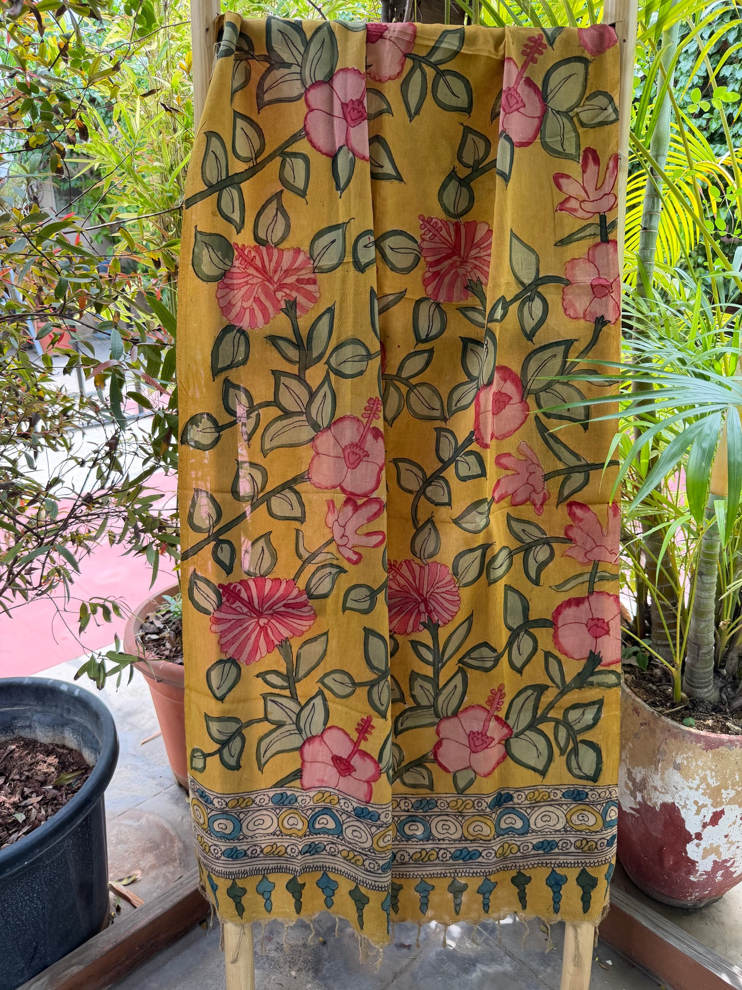 Bangalore silk penkalamkari dupatta