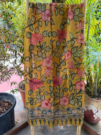 Bangalore silk penkalamkari dupatta