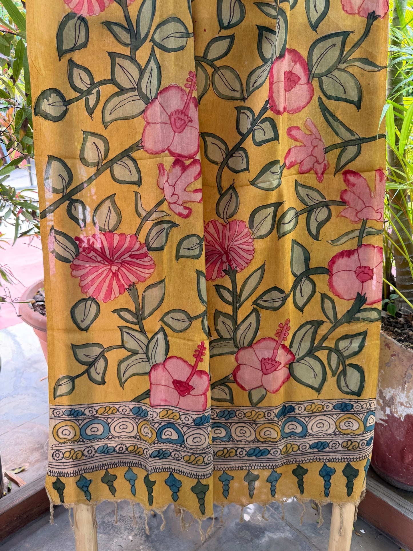 Bangalore silk penkalamkari dupatta