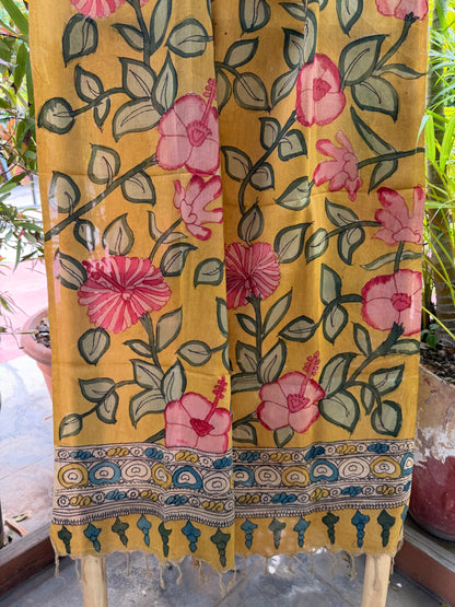 Bangalore silk penkalamkari dupatta
