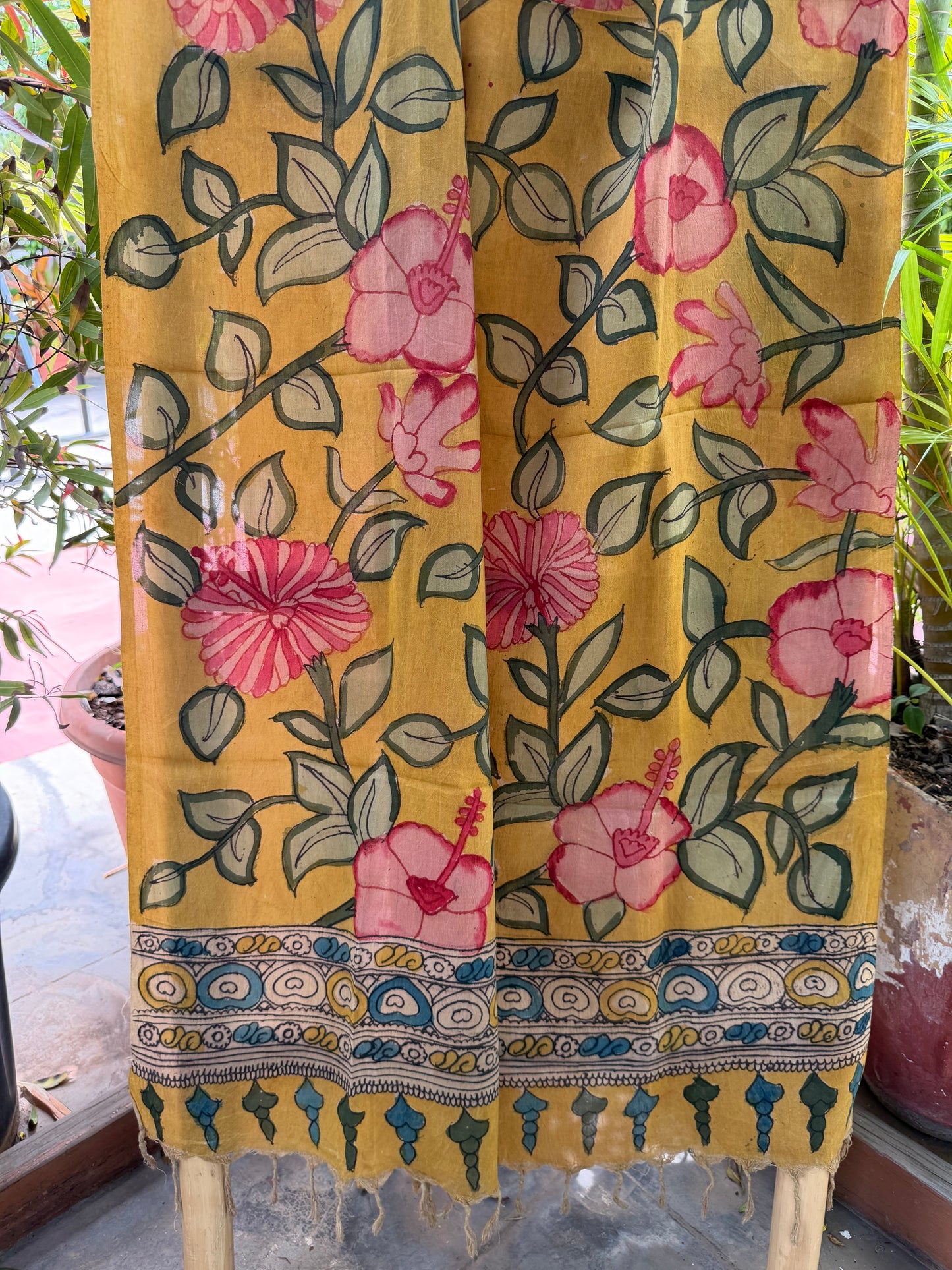 Bangalore silk penkalamkari dupatta