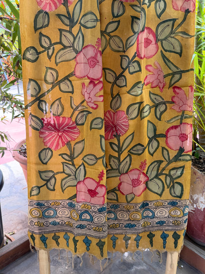 Bangalore silk penkalamkari dupatta
