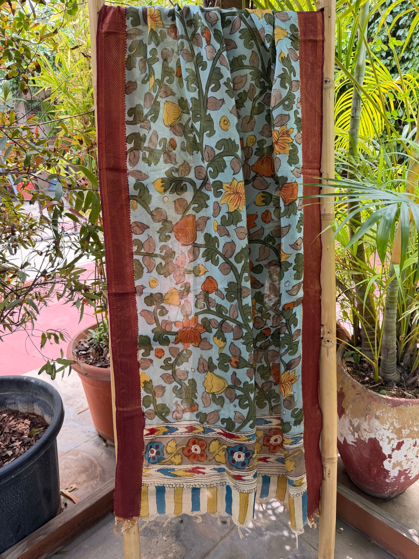 Bangalore silk penkalamkari dupatta