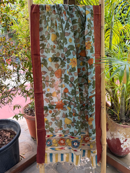 Bangalore silk penkalamkari dupatta