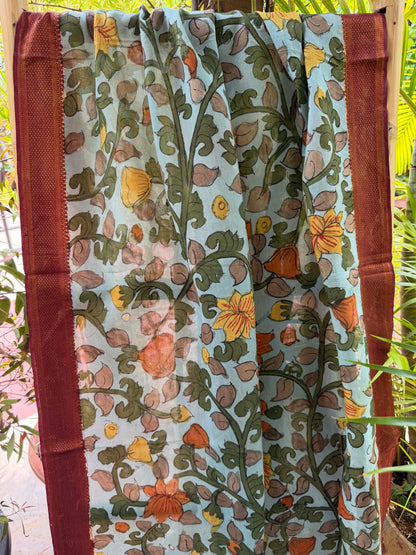 Bangalore silk penkalamkari dupatta