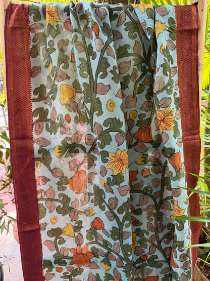 Bangalore silk penkalamkari dupatta