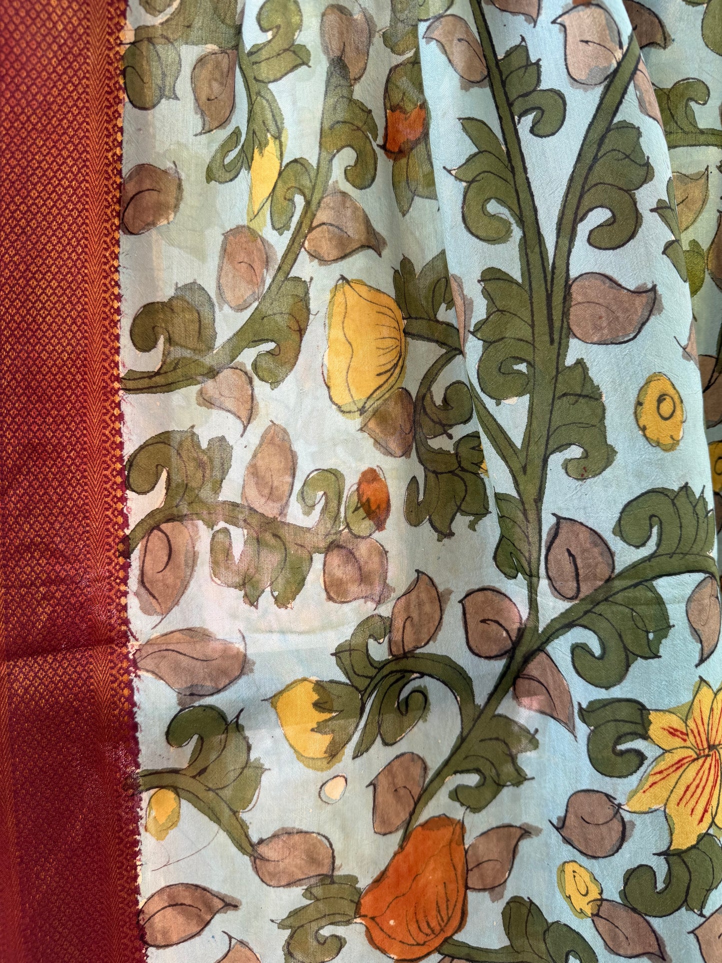 Bangalore silk penkalamkari dupatta