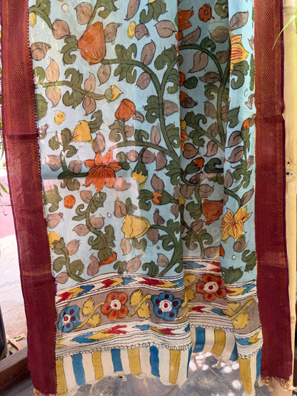 Bangalore silk penkalamkari dupatta