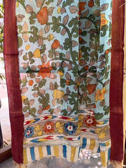 Bangalore silk penkalamkari dupatta