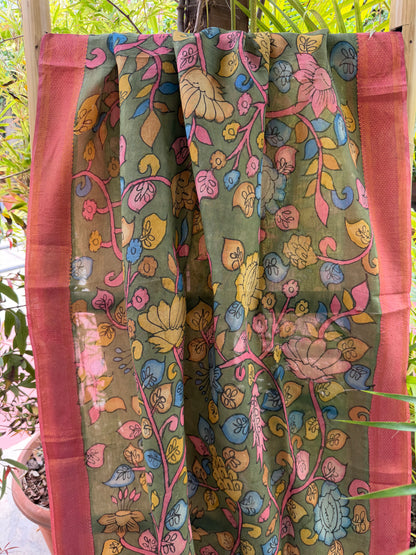 Bangalore silk penkalamkari dupatta