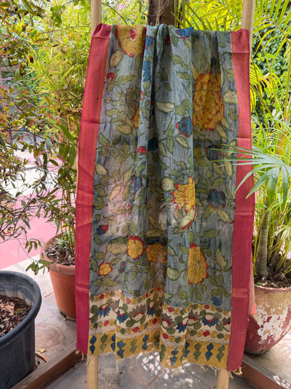 Bangalore silk penkalamkari dupatta