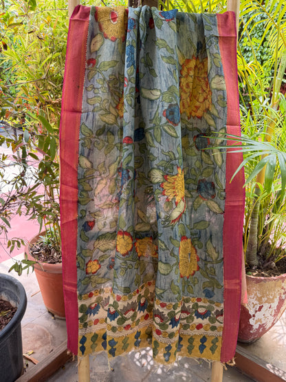 Bangalore silk penkalamkari dupatta