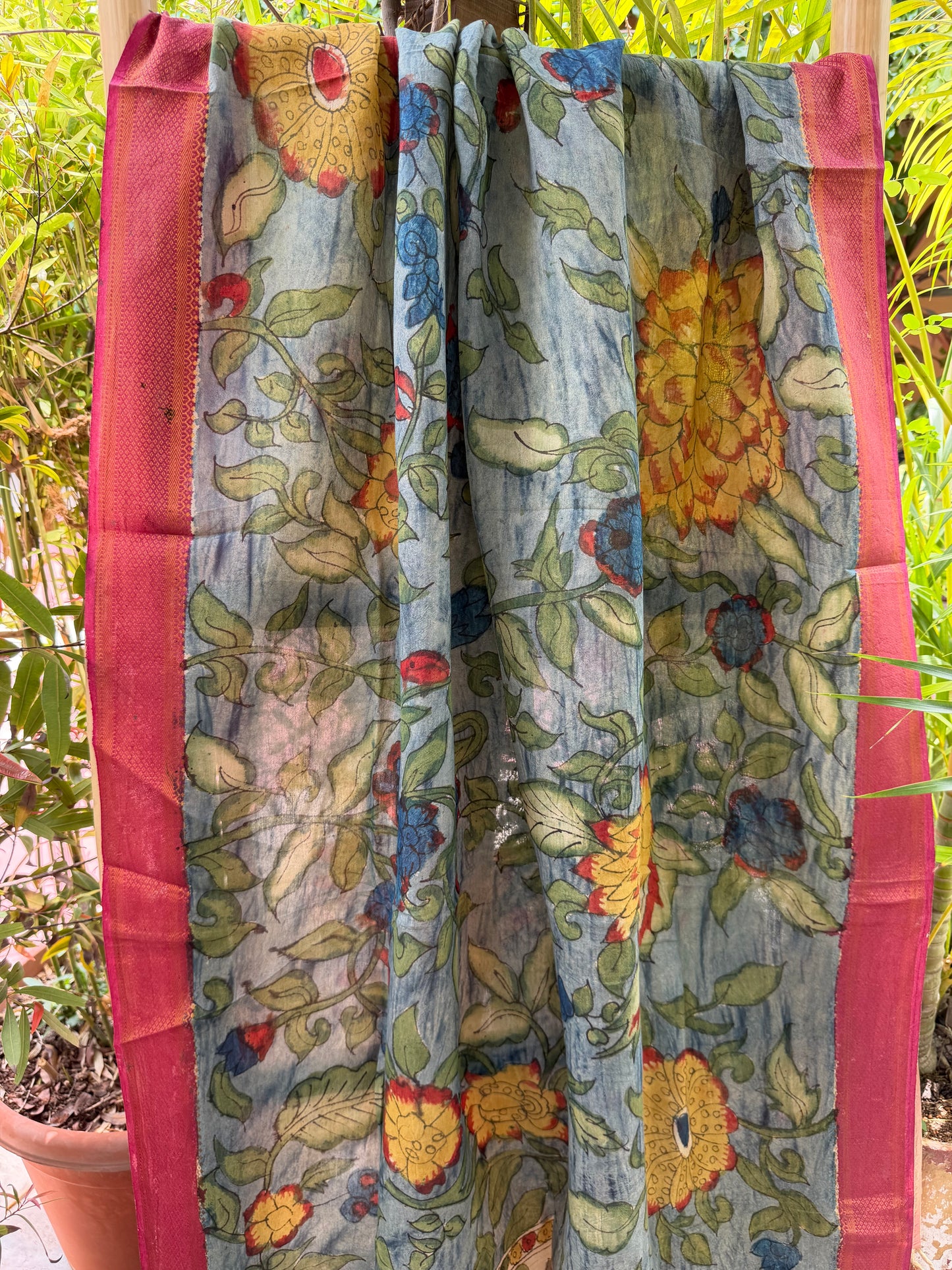 Bangalore silk penkalamkari dupatta