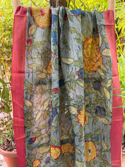 Bangalore silk penkalamkari dupatta
