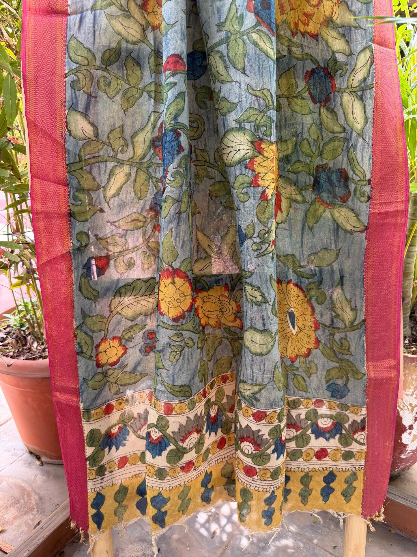 Bangalore silk penkalamkari dupatta