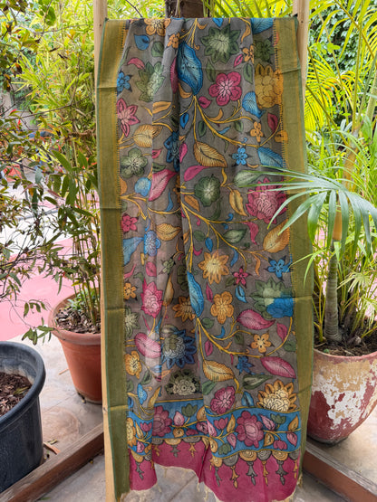 Bangalore silk penkalamkari dupatta