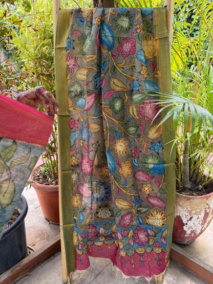 Bangalore silk penkalamkari dupatta