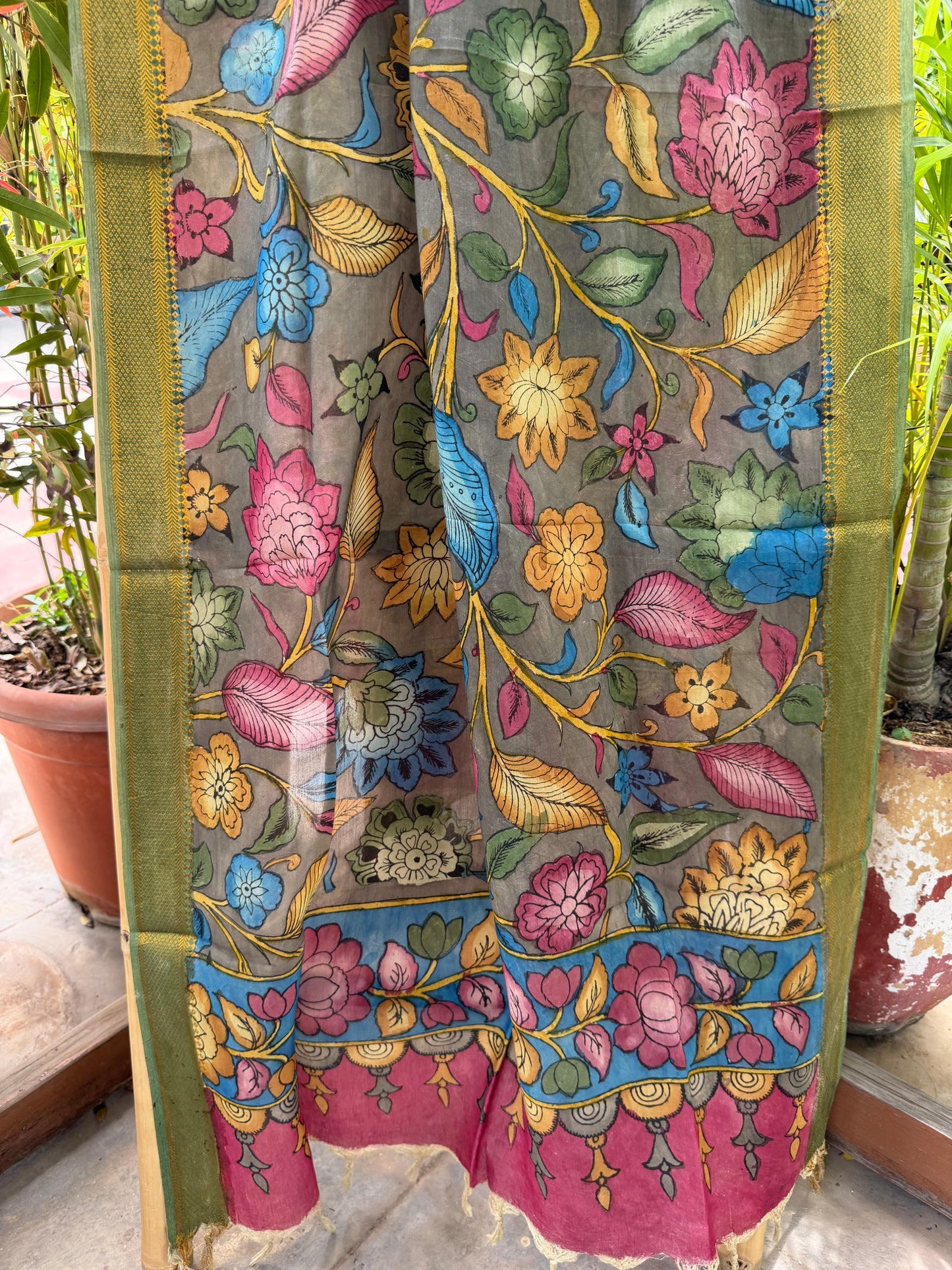Bangalore silk penkalamkari dupatta