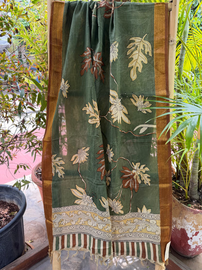 Bangalore silk penkalamkari dupatta