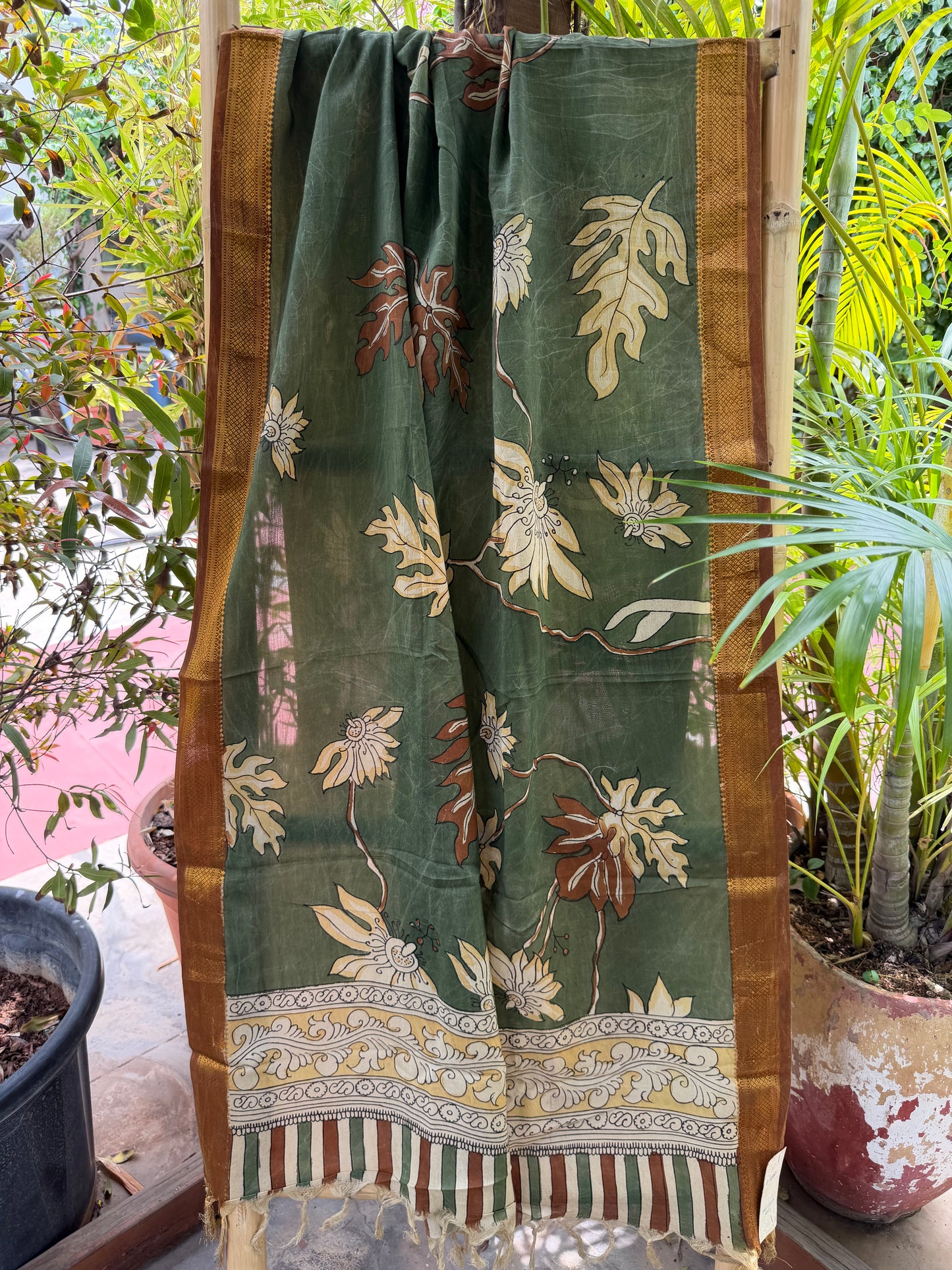 Bangalore silk penkalamkari dupatta