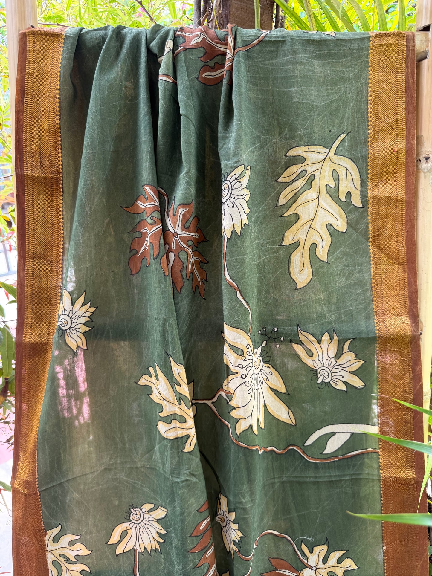 Bangalore silk penkalamkari dupatta
