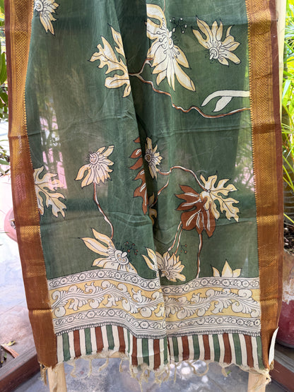 Bangalore silk penkalamkari dupatta