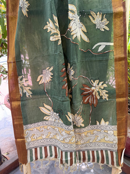 Bangalore silk penkalamkari dupatta