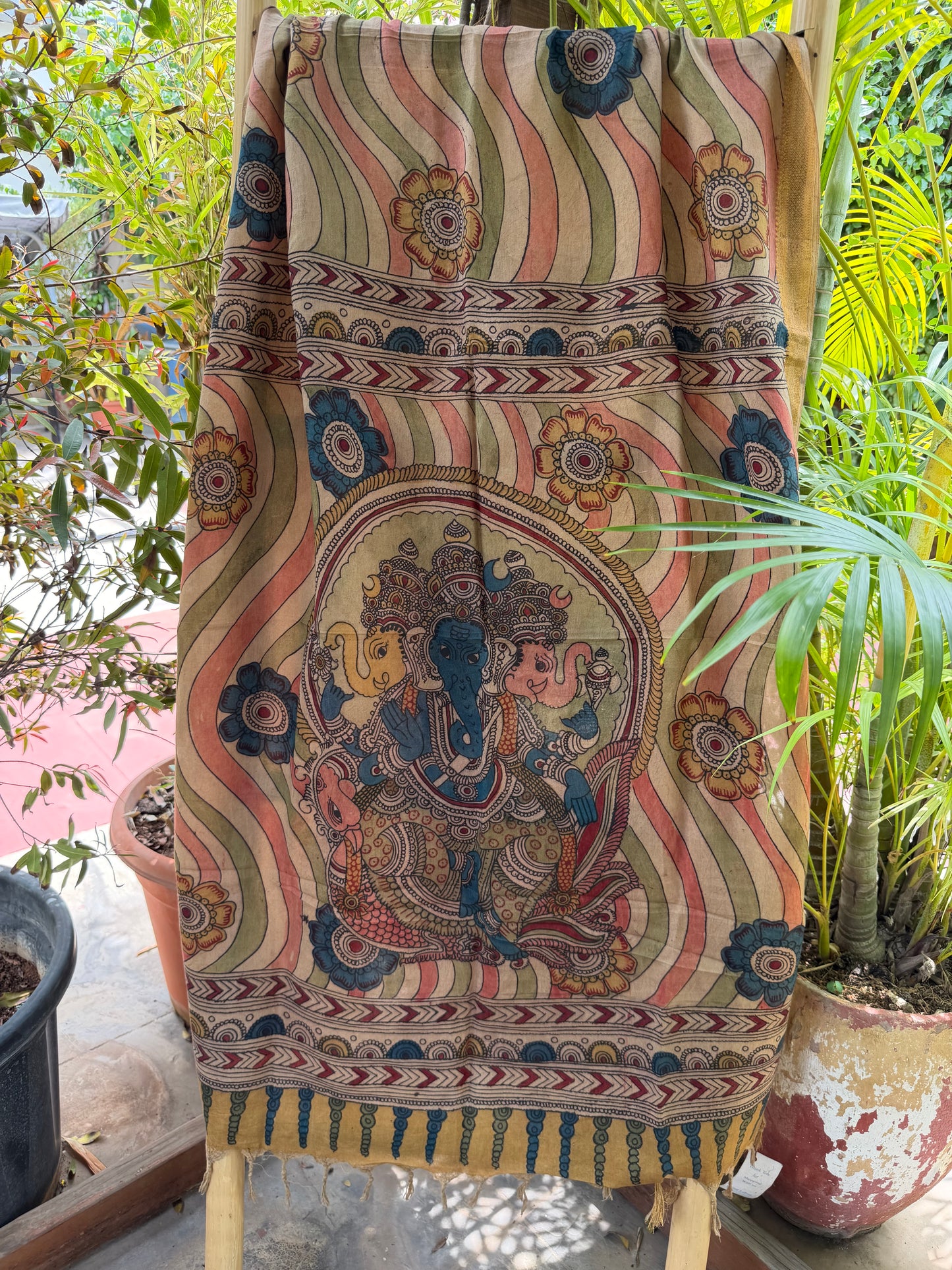 Bangalore silk penkalamkari dupatta