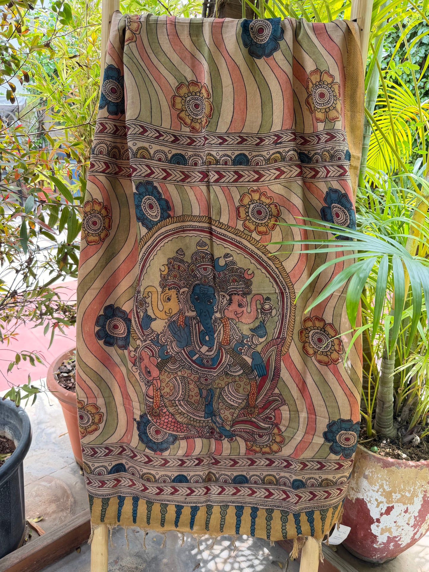 Bangalore silk penkalamkari dupatta