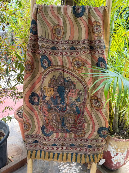 Bangalore silk penkalamkari dupatta