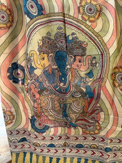 Bangalore silk penkalamkari dupatta
