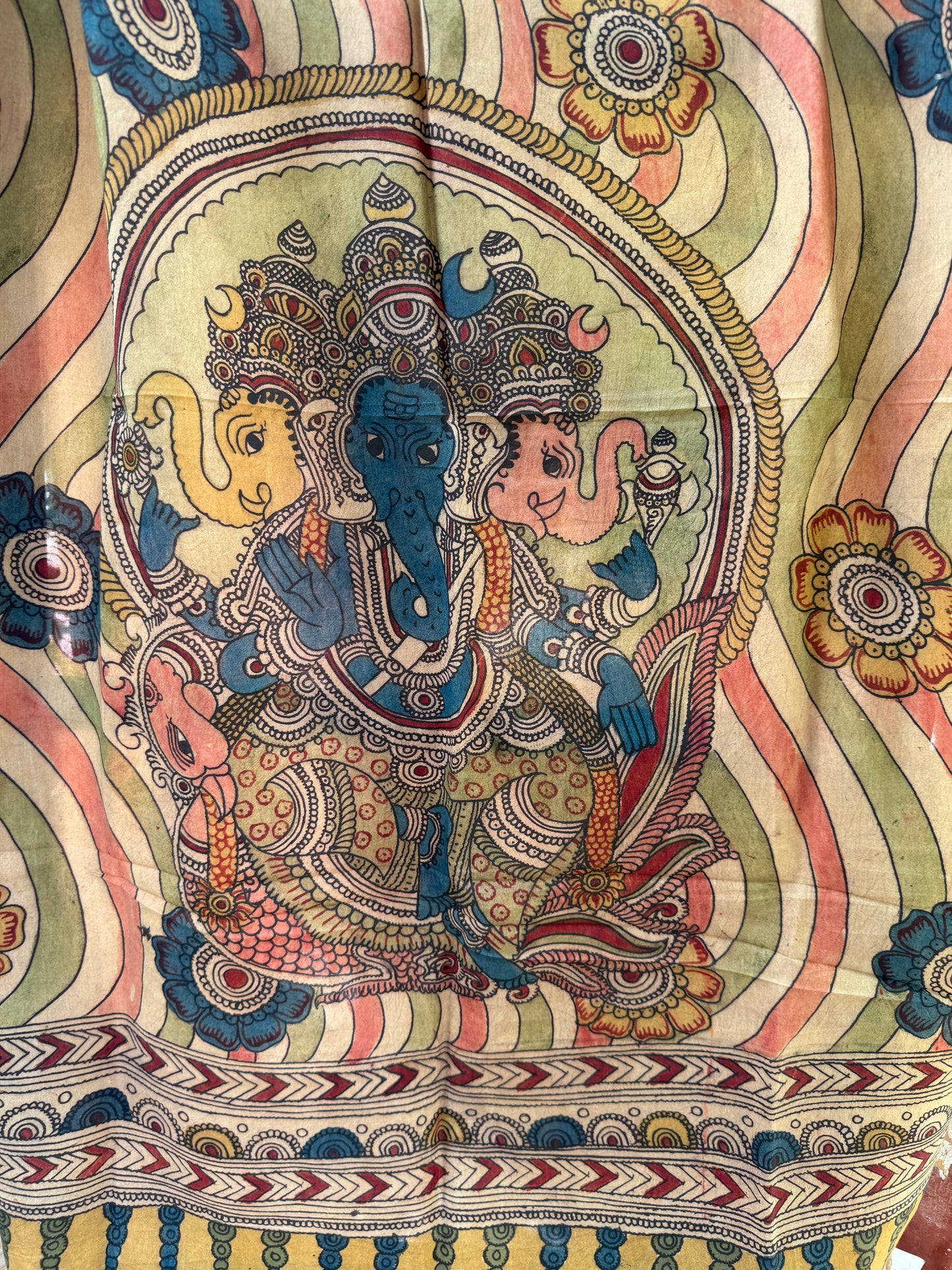 Bangalore silk penkalamkari dupatta