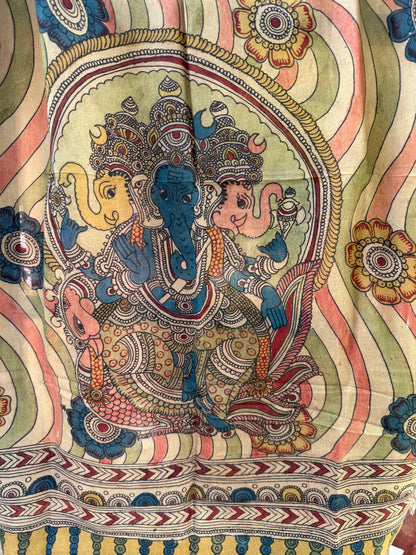 Bangalore silk penkalamkari dupatta