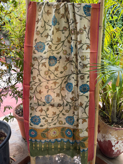 Bangalore silk penkalamkari dupatta