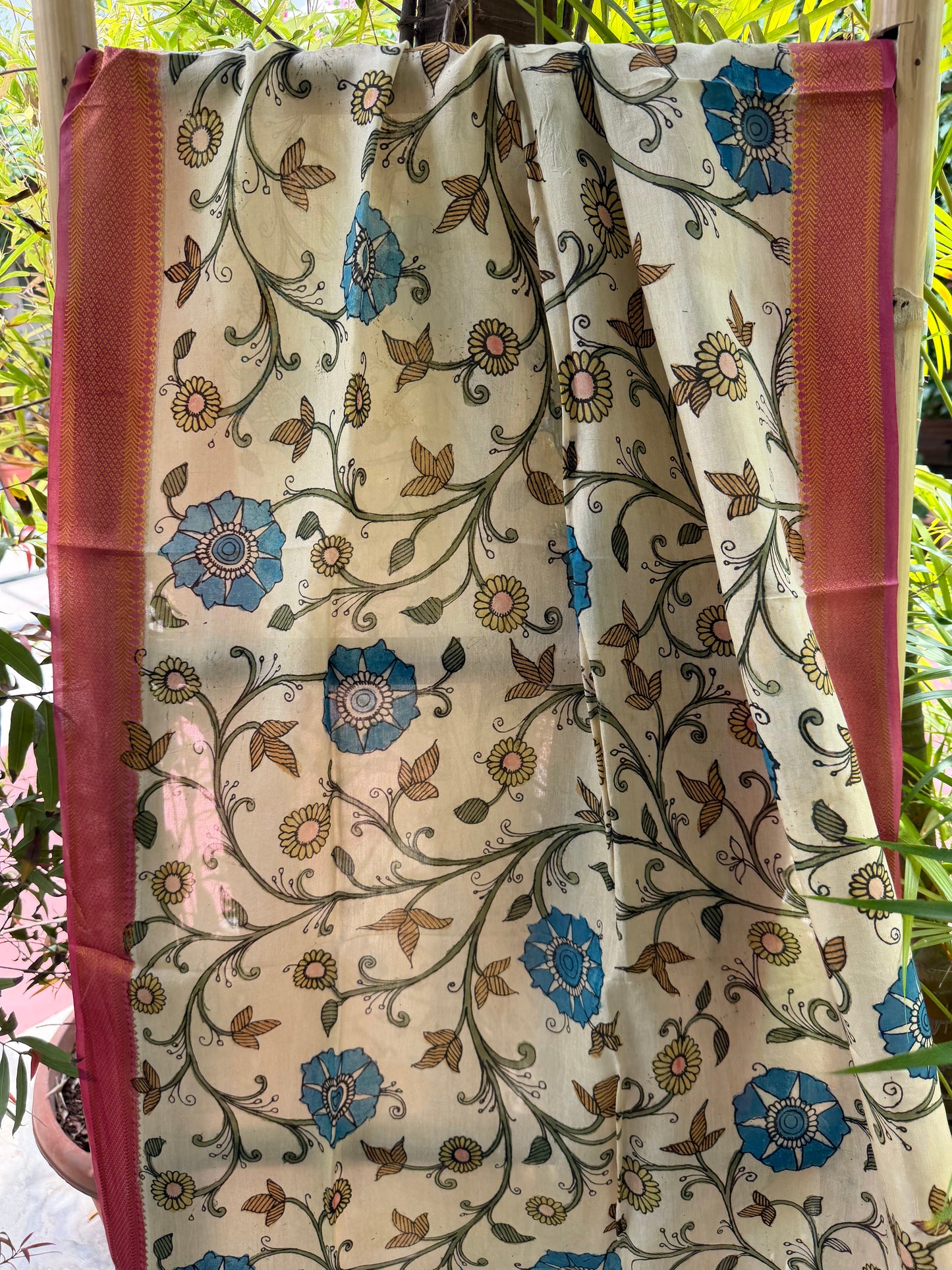 Bangalore silk penkalamkari dupatta