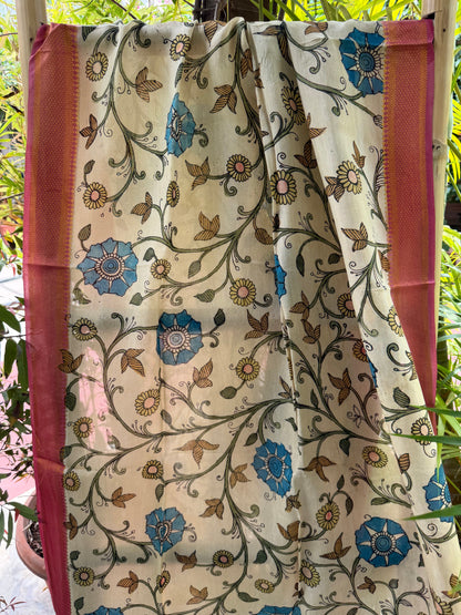 Bangalore silk penkalamkari dupatta